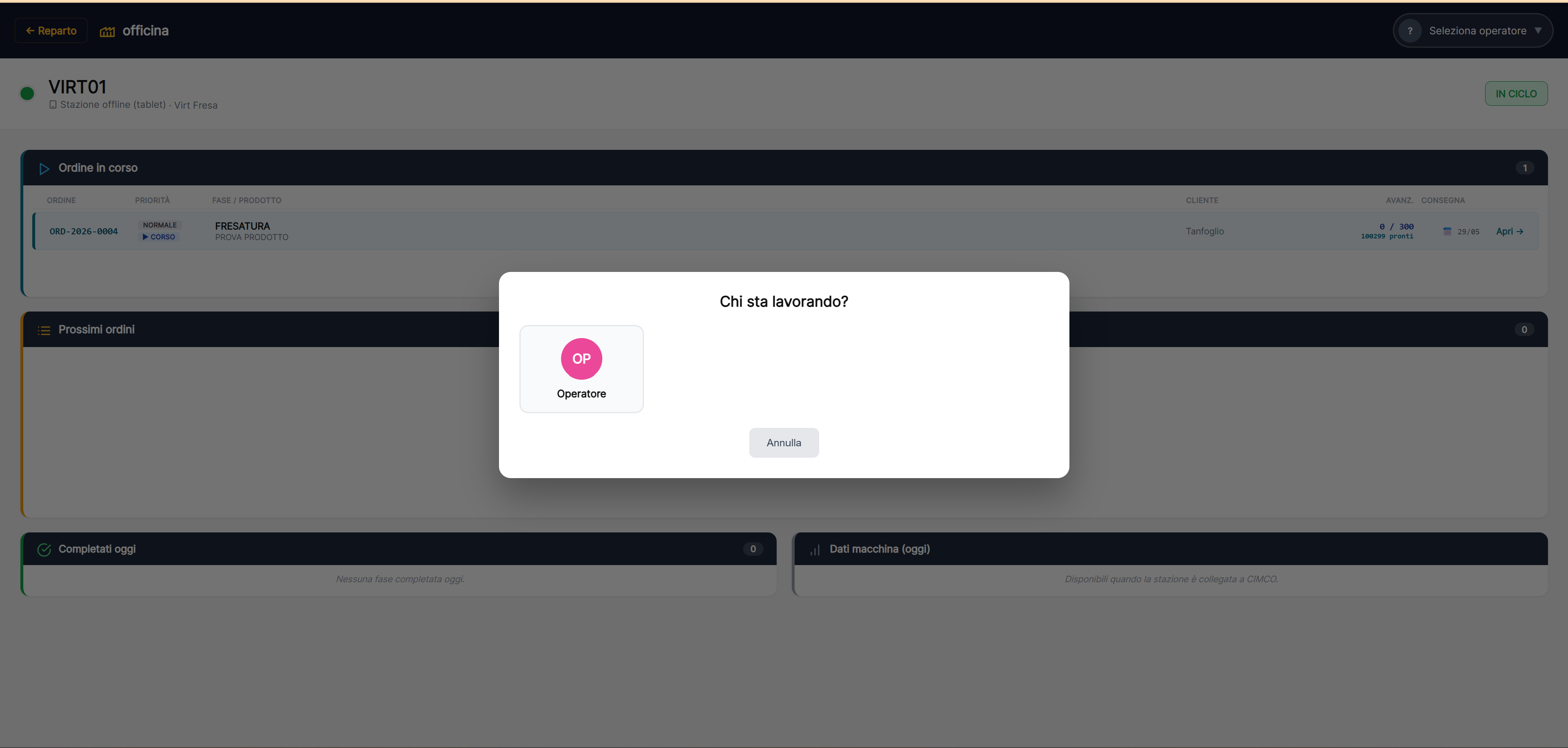Selezione operatore con un tap